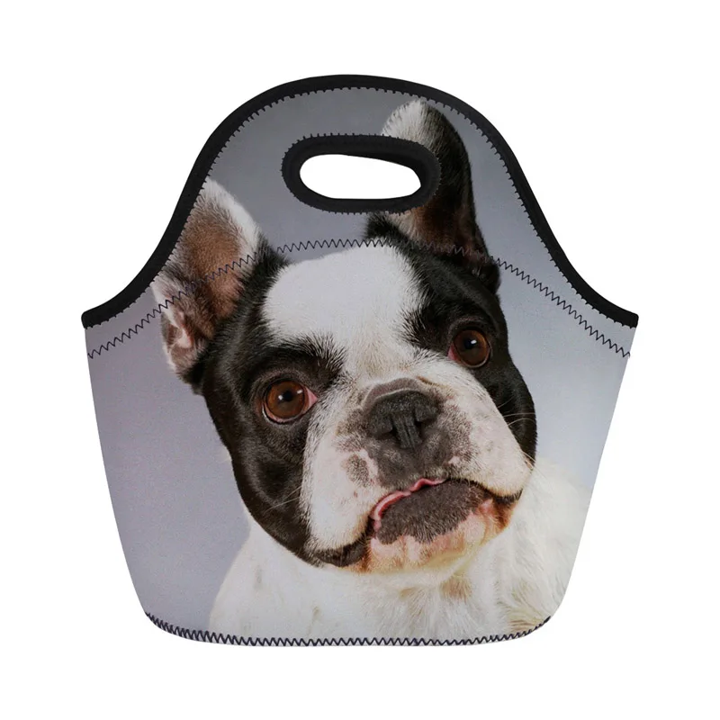 

Lunch Food Bag Cooler Bag for Kids Insulated Lunch Box Bags 3D French Bulldog Pug Picnic Meal Bag Totebag Storage Box Sac