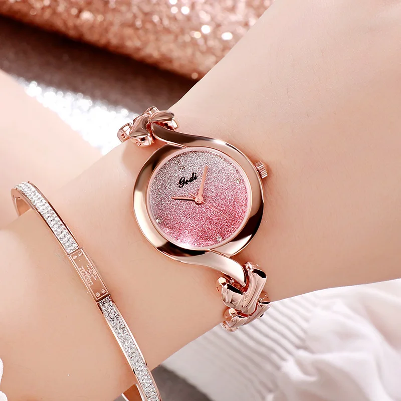 

2018 new fashion luxury steel belt ladies star watch gradient casual quartz watch exquisite atmospheric female watch