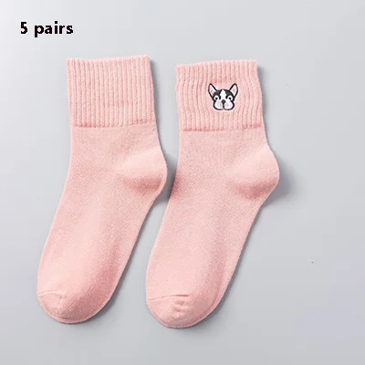 5 пар Женские носки Harajuku забавные носки с принтом уличная одежда Calcetines Mujer popsocken женские - Цвет: pink