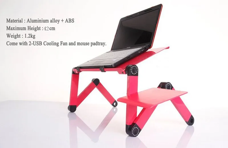 Два вентилятора столы для ноутбуков Портативный Регулируемый складной ноутбук Lap PC складной стол вентилируемый стенд кровать лоток
