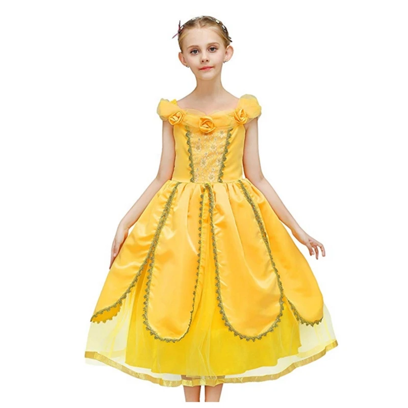 FINDPITAYA/карнавальный костюм с колокольчиком для девочек, нарядное платье принцессы без рукавов с розами для маленьких девочек, многослойное платье-пачка с лепестками, одежда
