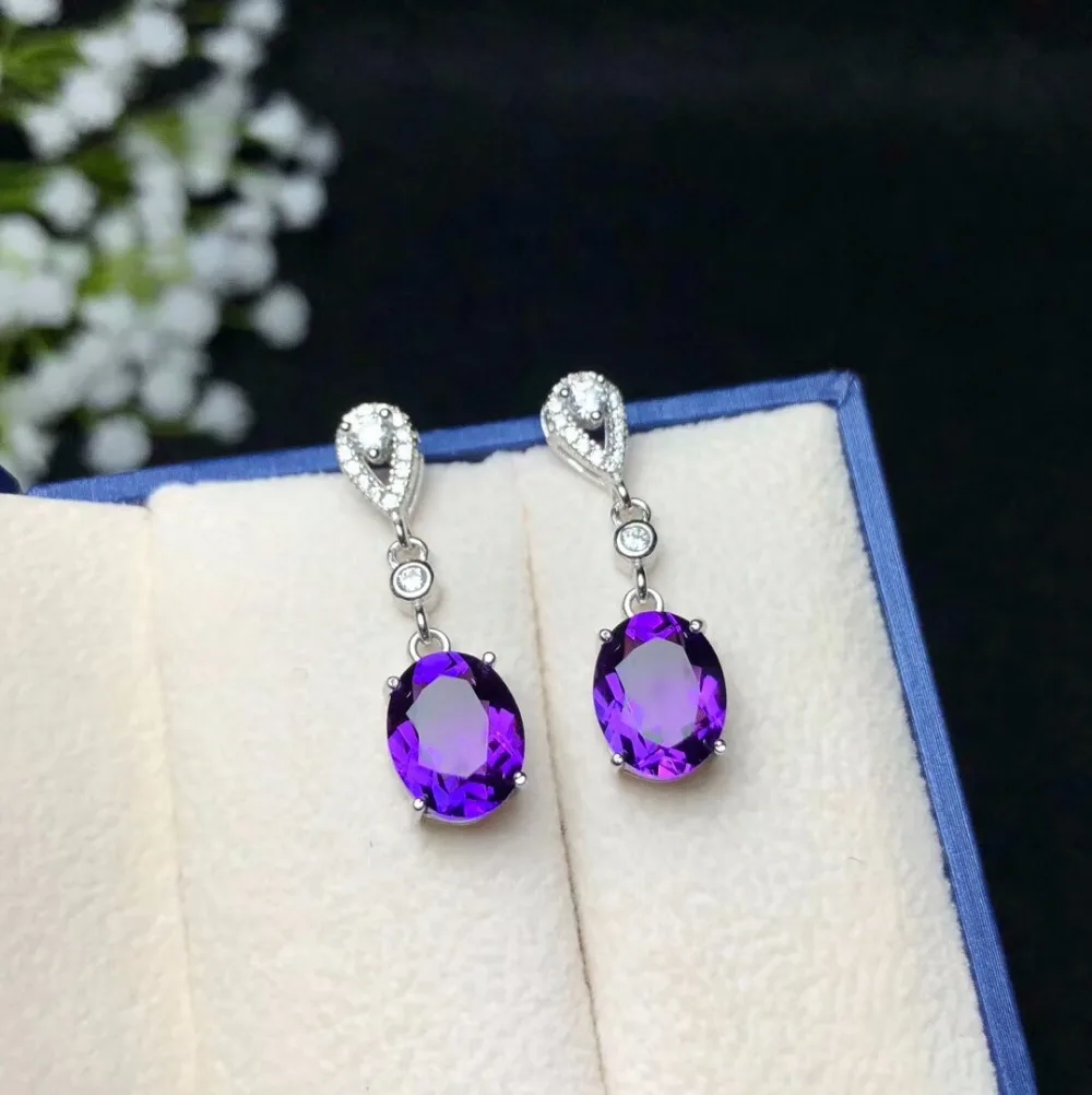 KJJEAXCMY fine jewelry 925 чистого серебра с аметистом женские серьги