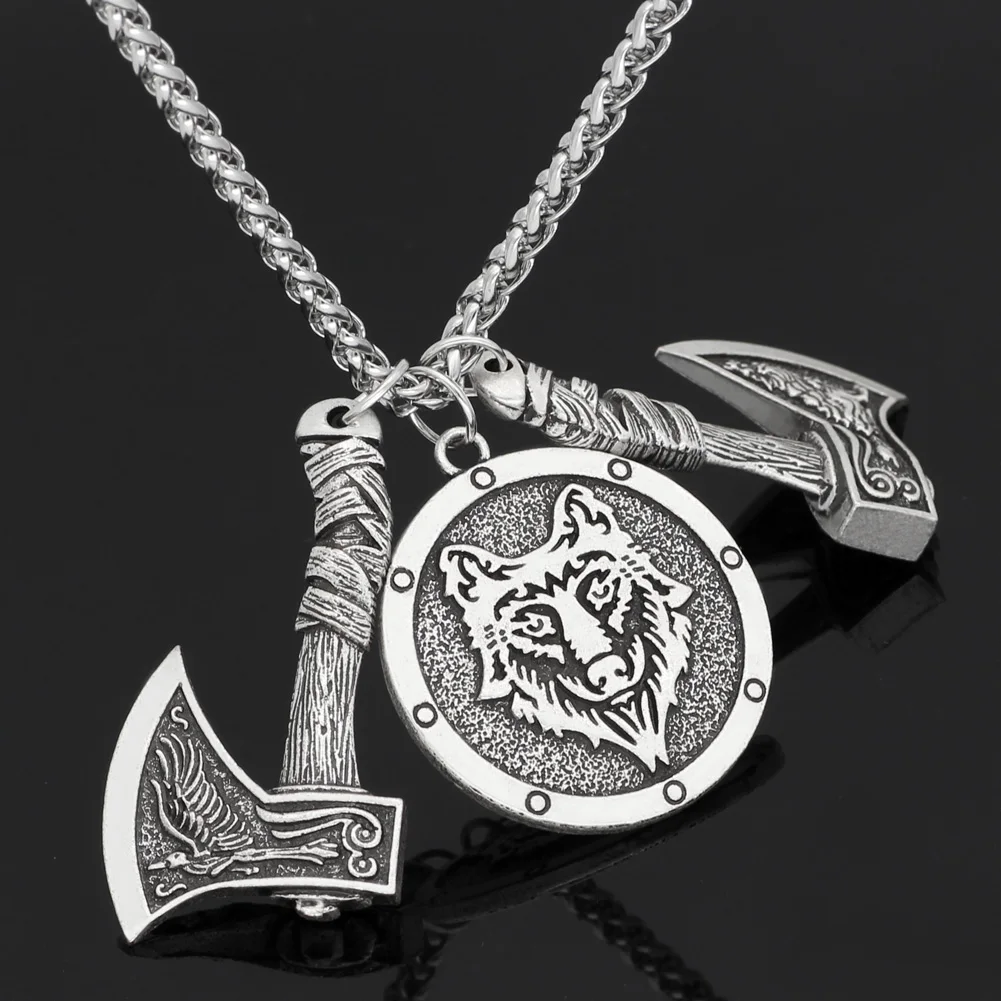 Скандинавский Викинг odin's wolf and raven ожерелье с подвеской в форме руны для