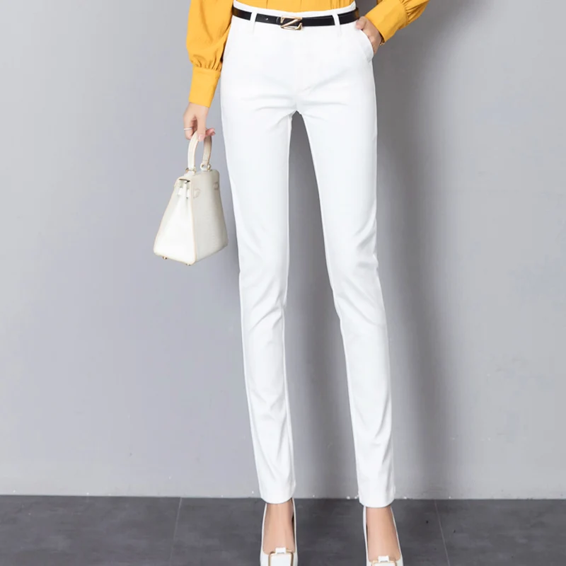 

Pencil Pants for Women Office OL Work Wear Skinny Pants with Belt 2019 Autumn High Waist Female Vintage Trousers Pantalon Femme