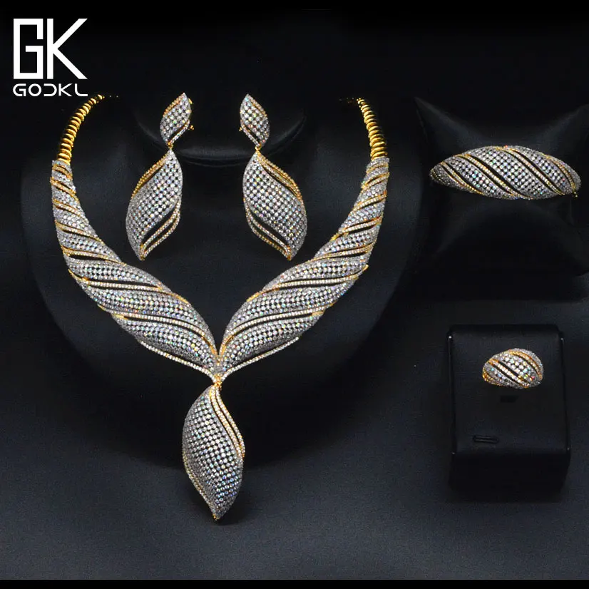 

GODKI Luxury Nigerian Jewelry sets For Women Cubic Zirconia Collar Design African Beads Jewelry Sets Indian bridal jewelry sets