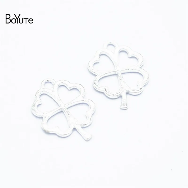 BoYuTe (100 PiecesLot) 2417MM 6 Colors Zinc Alloy Clover Lucky Flower Charms Pendants Diy Jewelry Findings Accessories (7)
