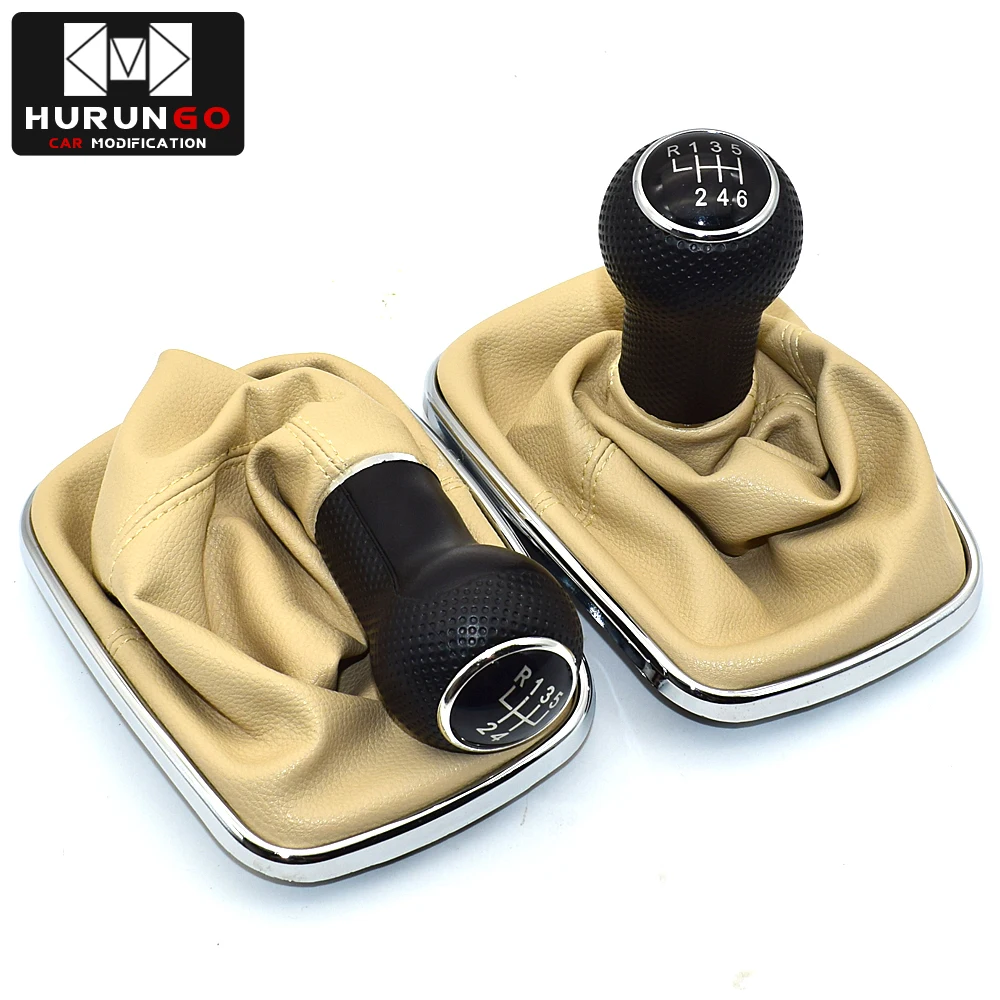 

5 Speed 6 Speed 12mm Gear Shift Knob with Gear Shift Gaiter Boot Blue Frame for Volkswagen /VW MK4 Golf 4 IV GTI R32 Jetta Bora