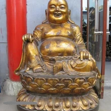 Xd 001858 4" Китайский Тибет Бронза медь gild Счастливый Будда майтрея в будущем Статуя