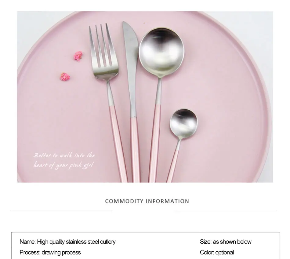 Chic Rose Gold Silver Dinnerware Set Stainless Steel Plating Knife Fork Tableware Cutlery Elegant European Western Food Set (1)
