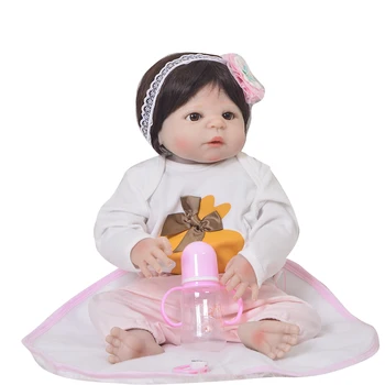 

Full vinyl silicone reborn baby dolls 23"57cm real alive girl bebes reborn menina bonecas child birthday gift doll toys