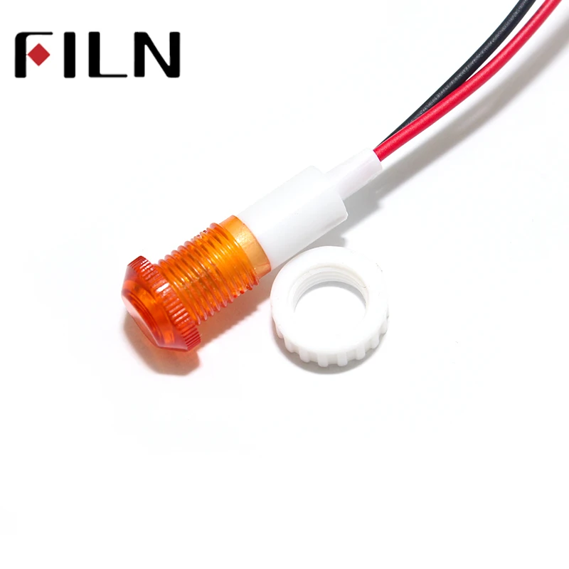 FL1P-10NW-2 10mm diameter amber white red green plastic 120v 220v 12v led pilot light with wires (7)