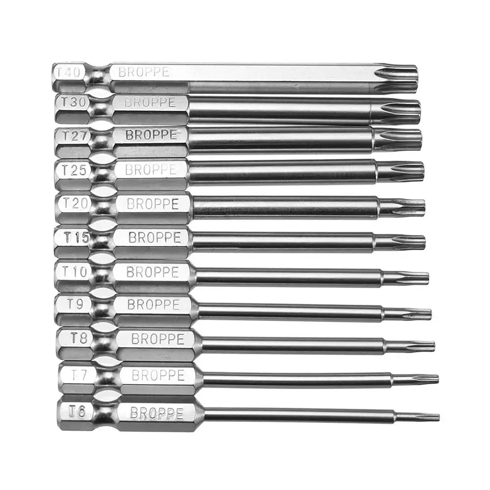 

Broppe 11pcs T6-T40 75mm Magnetic S2 Steel Hex Torx Head Screwdriver Bits Set Hand Tools Screw Driver Screwdrivers Kit