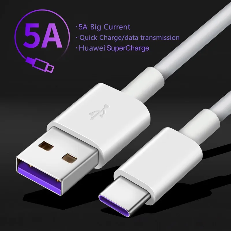 Кабель usb type C для huawei P30 P20 Pro lite Mate20 10 Pro P10 Plus lite USB 5A Supercharge Super charger Cable