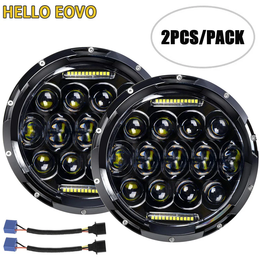 

2PCS 7 inch Round Led Headlight High Low Beam Light Halo Angle Eyes DRL Headlamp For Jeep Wrangler Off Road 4x4 Motorcycle