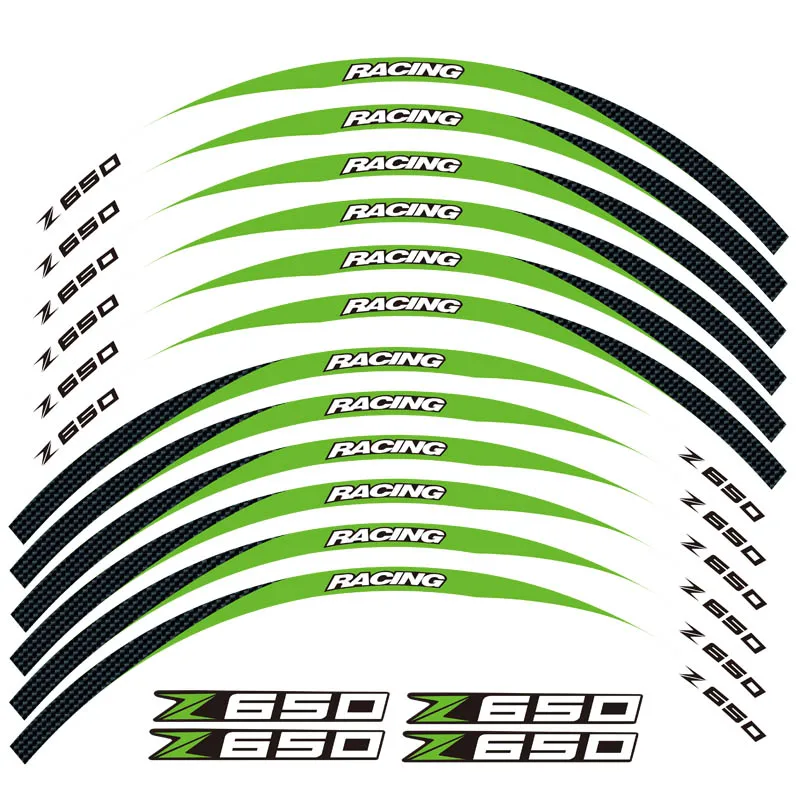 Новинка, высокое качество, 12 шт., подходят для мотоцикла, колеса, стикер, полоса, светоотражающий обод для Kawasaki Z650 - Цвет: 3