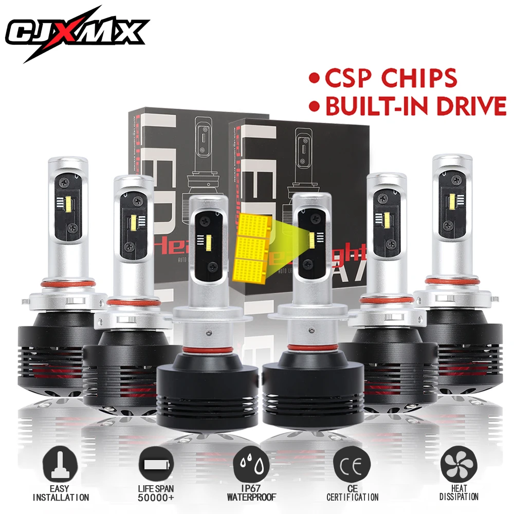 

CJXMX 2Pcs H1 H4 H7 LED H11 HB3 9005 HB4 9006 LED Car Headlight Bulbs 6500K 16000LM/Set Super Bright Auto Light 12V 24V Car Lamp