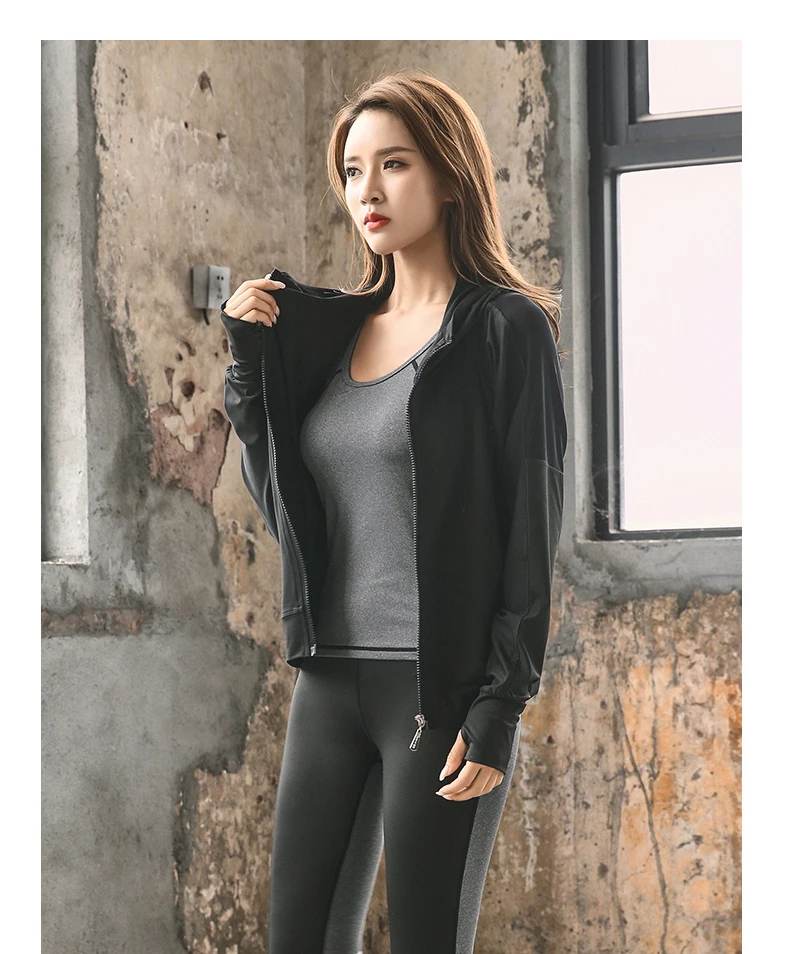 Sykooria Womens Running Jacket Sports Hoodie Hooded Jacket Long Sleeve Running Tops with Side Pockets and Thumb Holes Sykooria Womens Running Jacket Sports Hoodie Hooded Jacket Long Sleeve Running Tops with Side Pockets and Thumb Holes