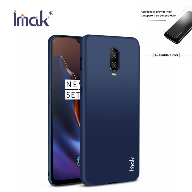 

IMAK OnePlus 6T Protective Case Cover Hard PC Slim Jazz Plastic Phone Case + Screen Protector One Plus 6T 6 T Shockproof Shield