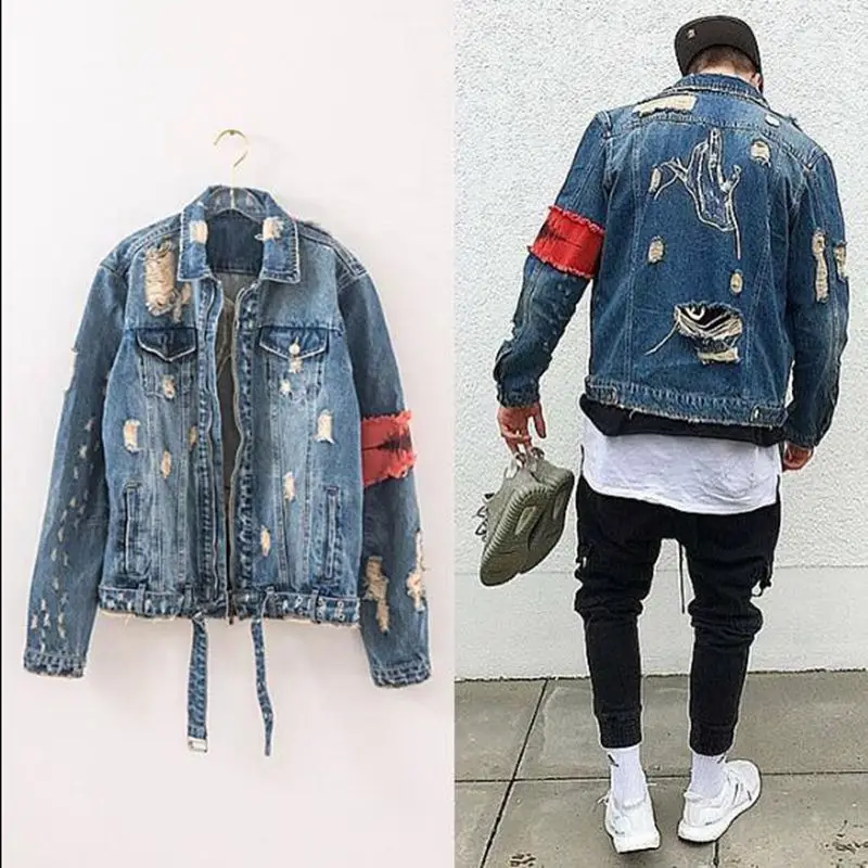 damage denim jacket mens