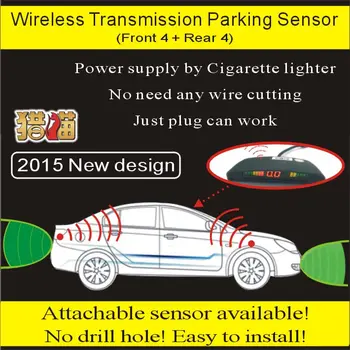 

wireless parking sensor wireless LED display double ECU flat sensor detector no drill sensor