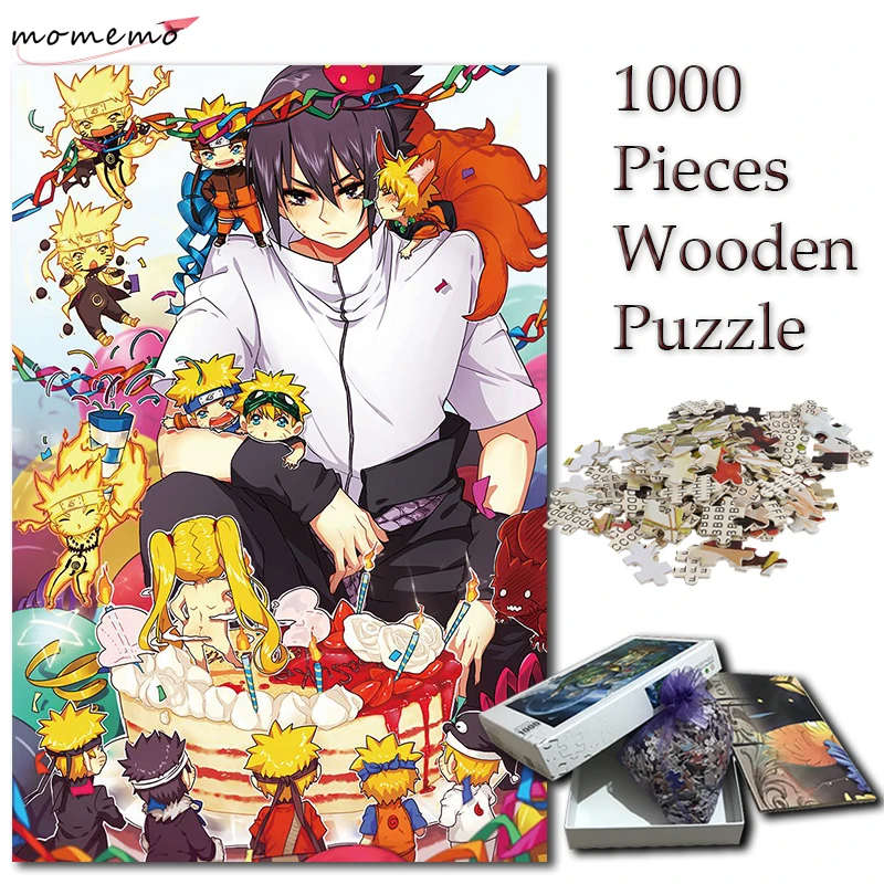 

MOMEMO Cute Naruto Sasuke Jigsaw 1000 Pieces Puzzles Wooden Cartoon Pattern Puzzle for Adults Anime 1000 Pieces Puzzle Game Toys