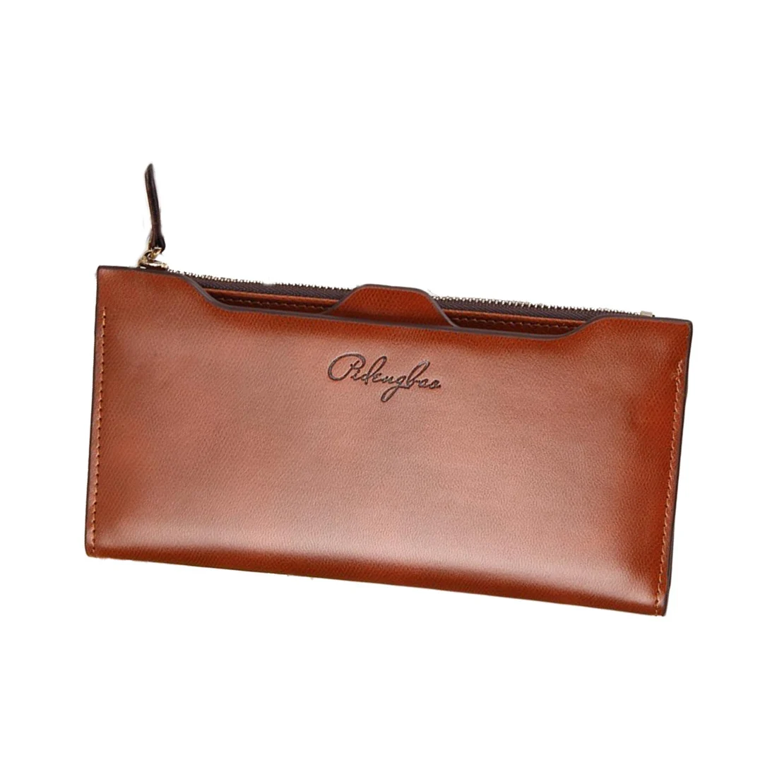 

TEXU Women purse solid leather wallets long Zipper closed women Coin Bags Card holder