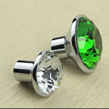 35mm fashion K9 Clear Crystal Wine Cabinet knobs Green dresser Cupboard door Pull Silver Drawer Funrinture door handles knobs