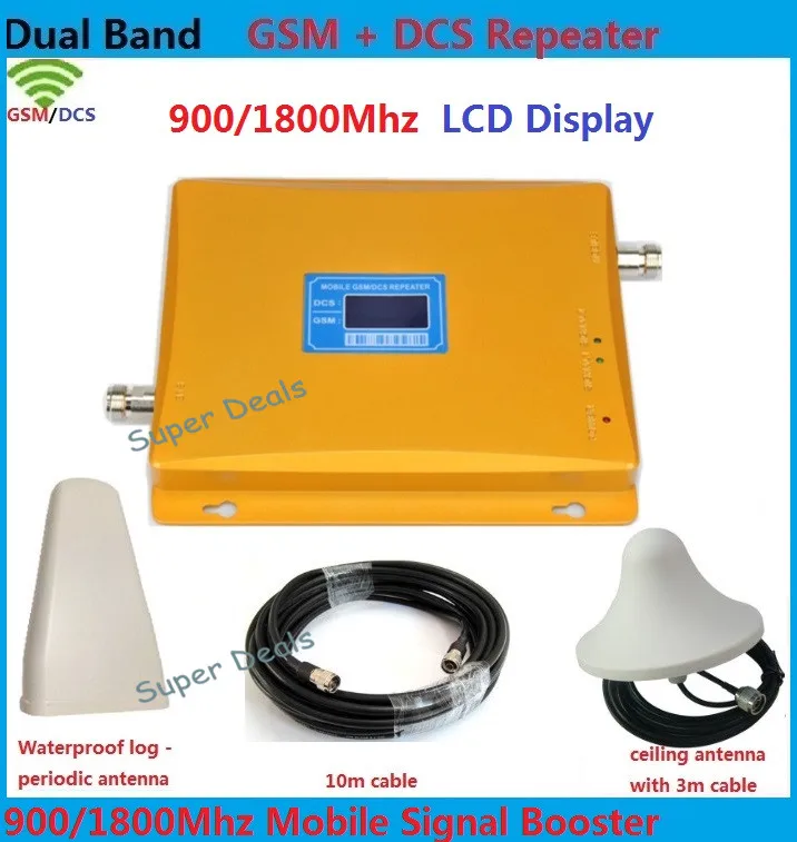 

Dual Band GSM repeater 900mhz 1800mhz mobile phone signal booster DCS signal repeater amplifiers + omni antenna + coaxial cable