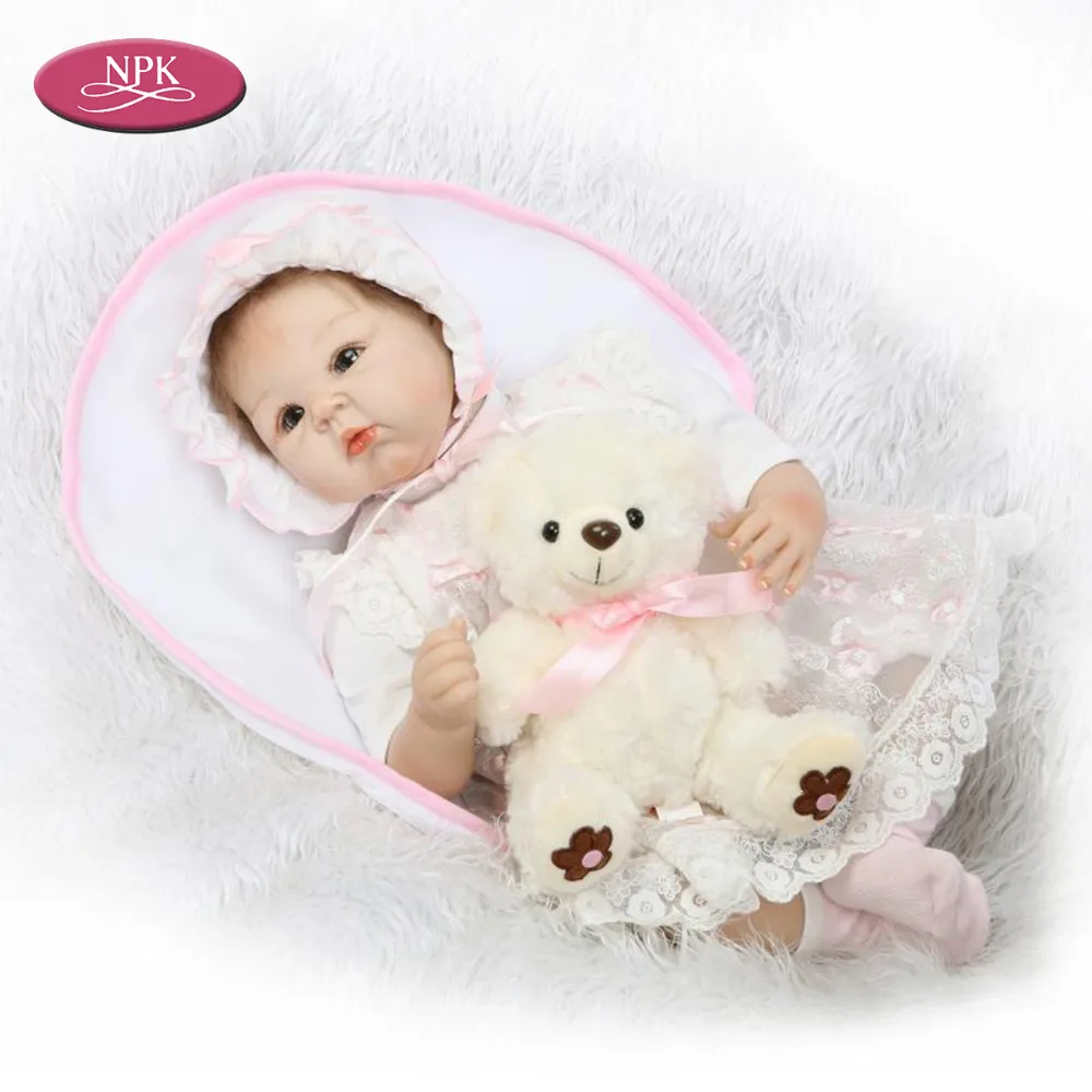 

NPK 55CM Silicone Girl Reborn Baby Doll Toys for Children Realistic Newborn Babies Princess Lifelike Baby Doll 2019 Fashion Gift