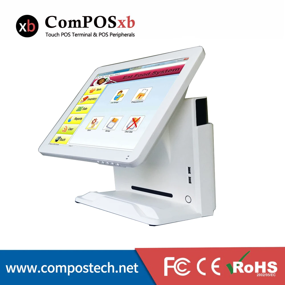 

15" Touch Screen POS (5-Wire) Resistive Monitor Black/White Color All In One Desktop Epos System Pos Equipment For Retail Stock