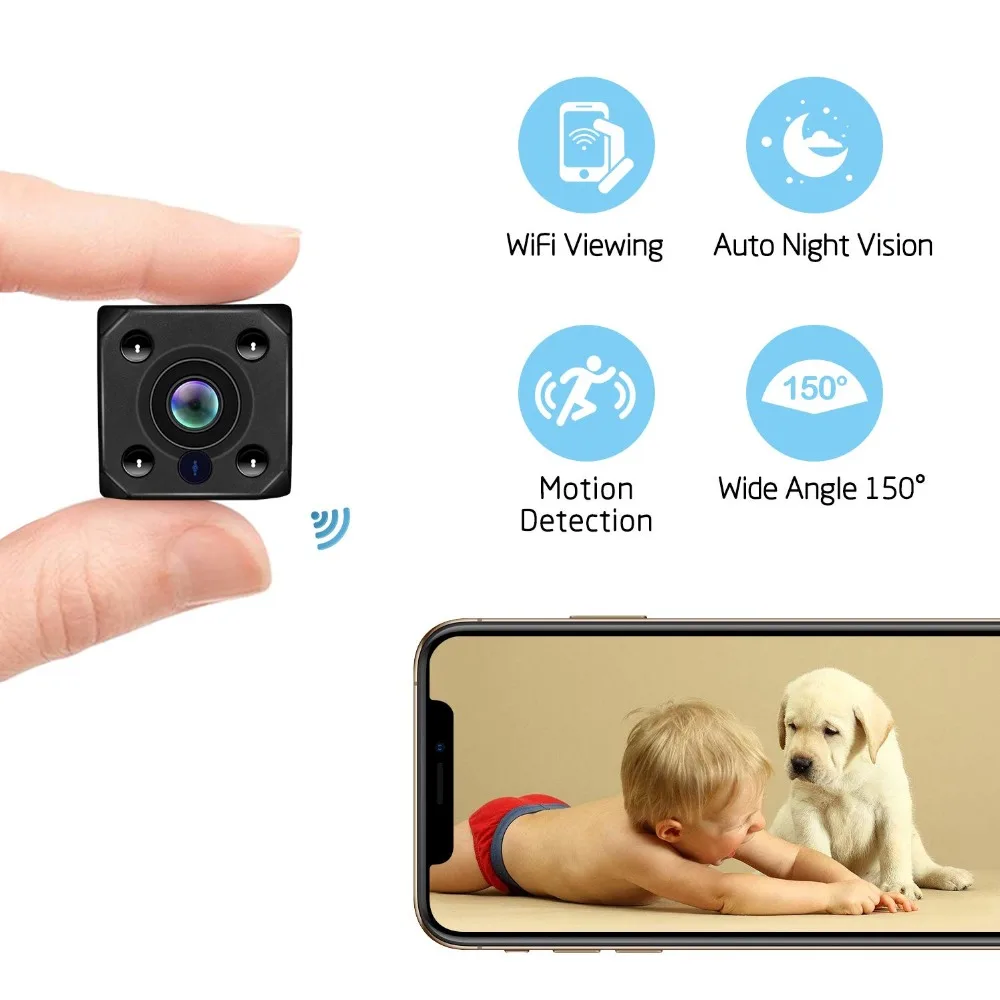 

Wireless WiFi Camera Mini Camera HD 1080P Video Recorder Auto Night Vision for Home Security Motion Detection Nanny Small Cam