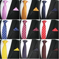 Роскошный мужской шелковый галстук 8 см, галстук в горошек, носовой платок, набор роскошных галстуков на шею, мужские Классические Вечерние