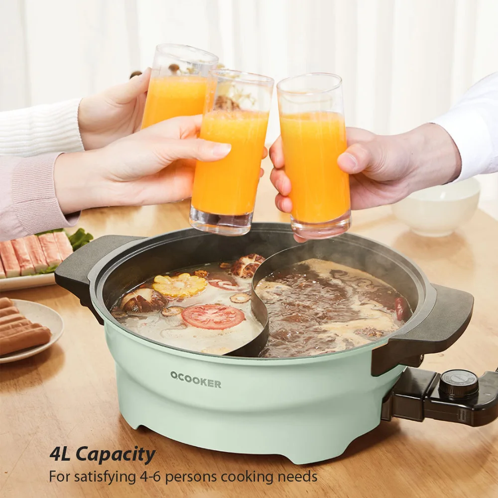 Xiaomi OCOOKER, горячий горшок, двойной, разделенный, Два вкуса, кухонная посуда, маленькая овца, горшок, горячий горшок, суп, запас, горшок, зимние, вечерние, инструмент для приготовления пищи, 1500 Вт