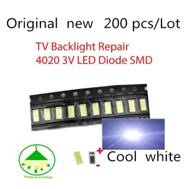 

200pcs Original new AOT LED Backlight 0.5W 3V 4020 48LM Cool white LCD Backlight for TV TV Application 4020C-W3C4