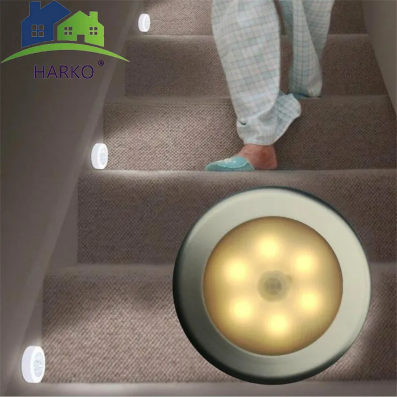 

6 Led Pir Body Motion Sensor Activated Wall Light Night Light Cabinet Automatic Light Lamp Night Emergency Lighting