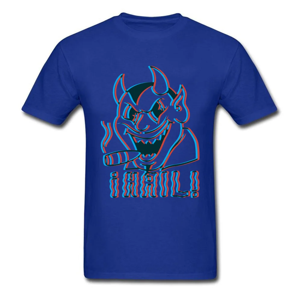 Hail Satan Vintage Stereoscope Tshirts Family Short Sleeve Normal All Cotton Round Neck Men T Shirt Tshirts Summer/Autumn Hail Satan Vintage Stereoscope blue