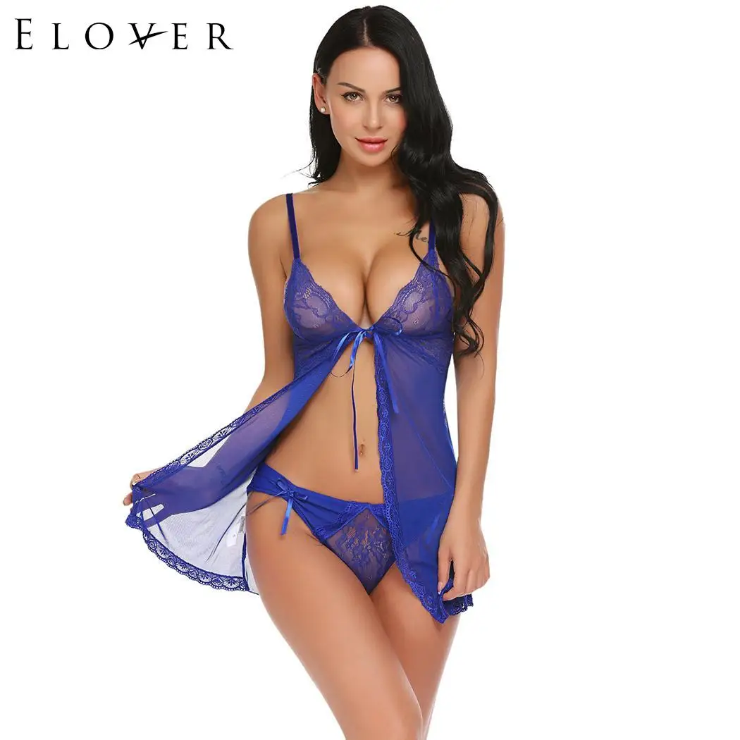 Elover Baby Doll сексуальное нижнее белье без рукавов женский прозрачный комплект Babydoll