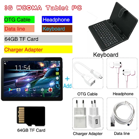 10,1 дюймов Android 8,0 OS планшетный ПК Octa Core 6 ГБ Оперативная память 64 Гб Встроенная память 3g 4G с двумя сим-картами MT8752 1280*800 ips WI-FI 10-дюймовый планшетный ПК - Комплект: 3G Keyboard