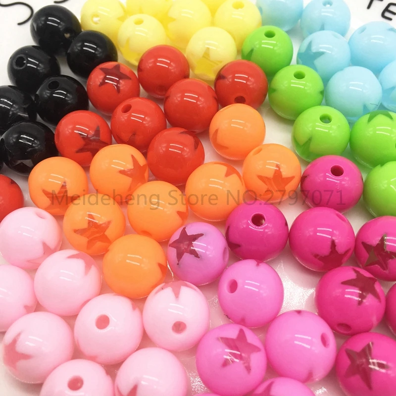 

12mm Acrylic candy color transparent Beads Five-pointed star Needlework Accessories DIY Handmade Craft Beads Jewelry Meideheng