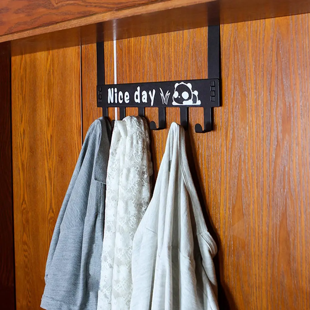 Durable Door Hook Living Room Wall Hanger Hat Durable Kitchen 6 Hooks Bearing Black White Color Bearing