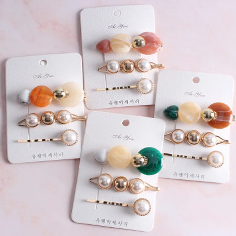 

3Pcs/set Fashion Pearl Metal Gold Color Hair Clip Bobby Pin Barrette Hairband Hairpin For Women Girls Hair Styling Tools New