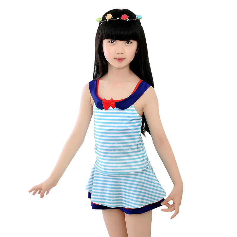 GI FOREVER Children One Piece Suit Girl Striped Swimwear 2018 Summer