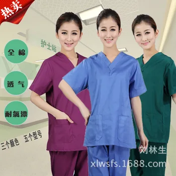 

Cotton made Medical uniforms Hospital Lab Coat Women Hospital Medical Scrub Clothes Uniform Breathable work wear blouses
