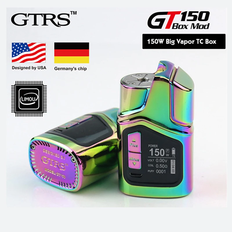 Original GTRS 150W GT150 TC Box MOD with Real Clock Display & Unique LIMOU Chip Built-in 4000mAh Battery E-cigarette Vape TC Kit цена Original GTRS 150W GT150 TC Box MOD with Real Clock Display & Unique LIMOU Chip Built-in 4000mAh Battery E-cigarette Vape TC Kit цены онлайн