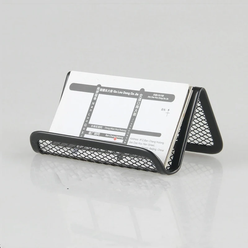 

1pc Desk Shelf Box Card Holder Display Stand Office Bar Metal Wire Mesh Style Business Card Organizer Phone Stand Case