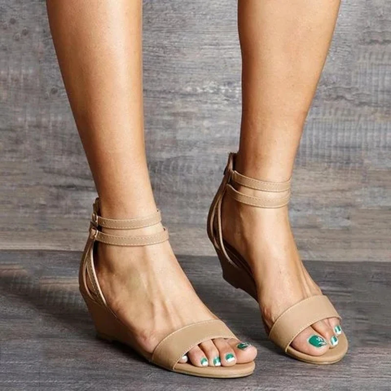 CALOFE Fashion Roman Women Sandals 2019 New Summer Fashion New Wedges Shoes Woman Slides Peep Toe Solid Lady Casual Shoe