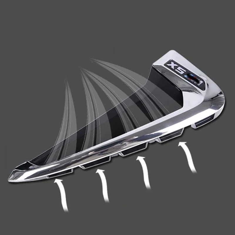 2Pcs/set ABS Car Front Fender Side Air Vent Cover Trim Car-styling For BMW X Series X5 F15 X5M F85 Shark Gills Side Vent Sticker