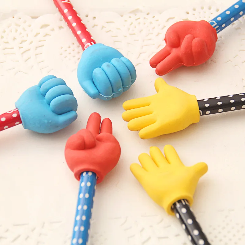 

Cartoon Gesture Pencil Cute Mora Game Wood Pencils Student Standard Pencil With Rock-Scissor Shape Eraser For School Writing Pen
