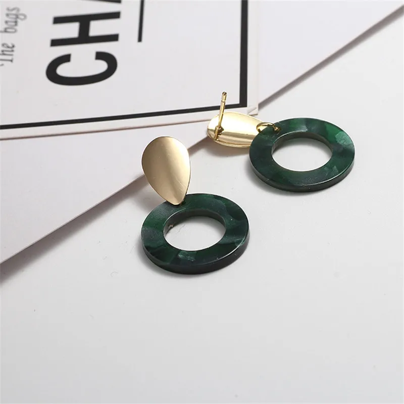 2019 корейская мода под старину акриловый небольшой круглый Висячие серьги для