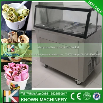 

Free Shipping 220V/110 Thailand Fried Ice Cream Machine 2 Pots 2 Compressor 35CM Pan Fried Ice Cream Roll Machine With 5 Buckets